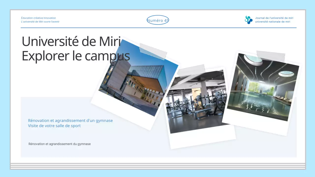 Journal d'introduction à l'université simple, bleu clair, d'informations diverses