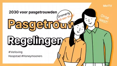 Abrikooskleurige illustratie van pasgetrouwd stel miniatuur