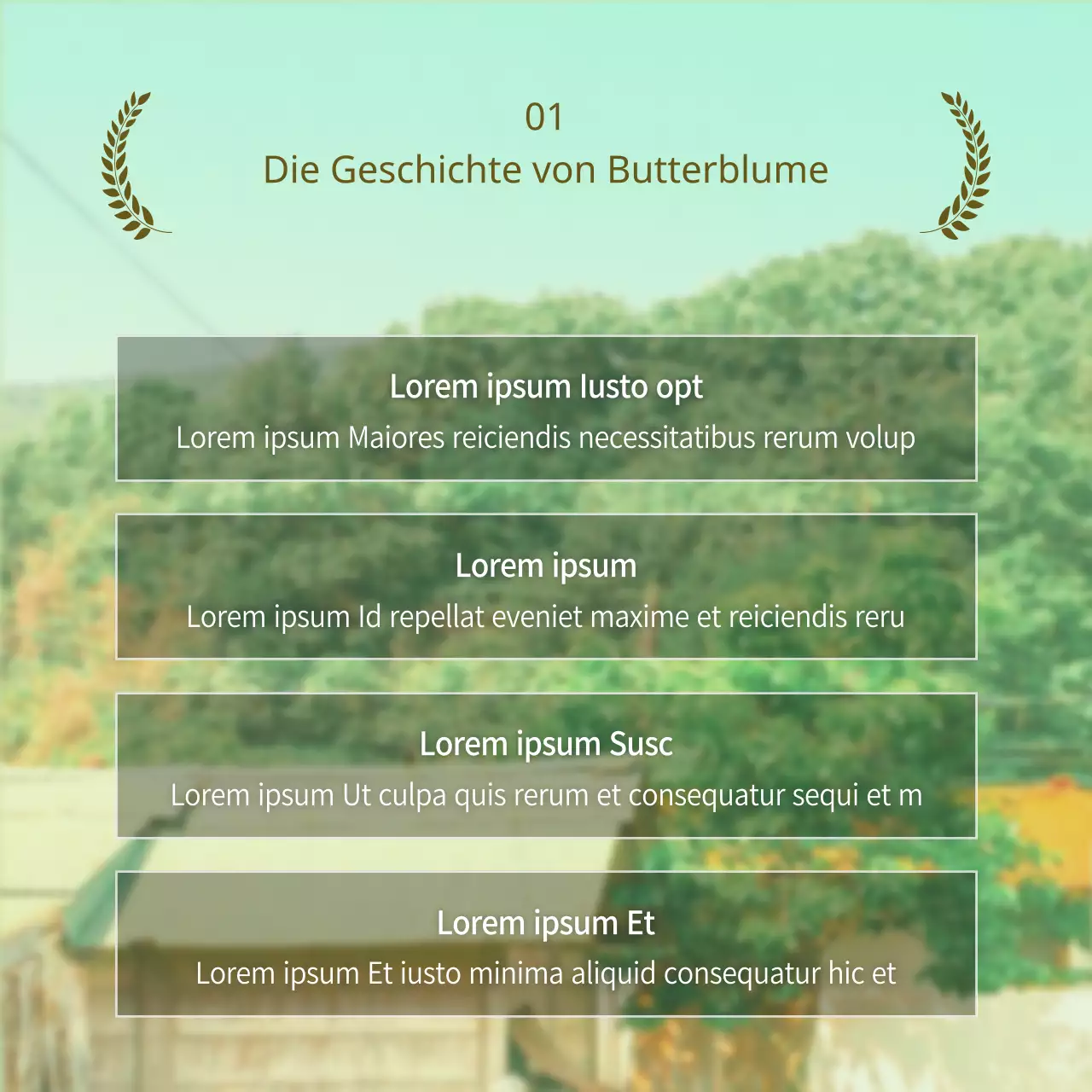 Vorstellung des grün-braunen Filmparodiekonzepts buttercup