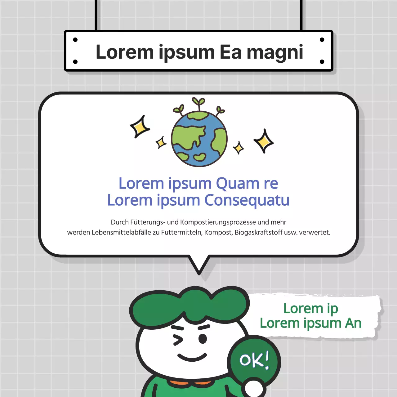 Niedliche Recycling-Tippkarte mit StadthintergrundNews