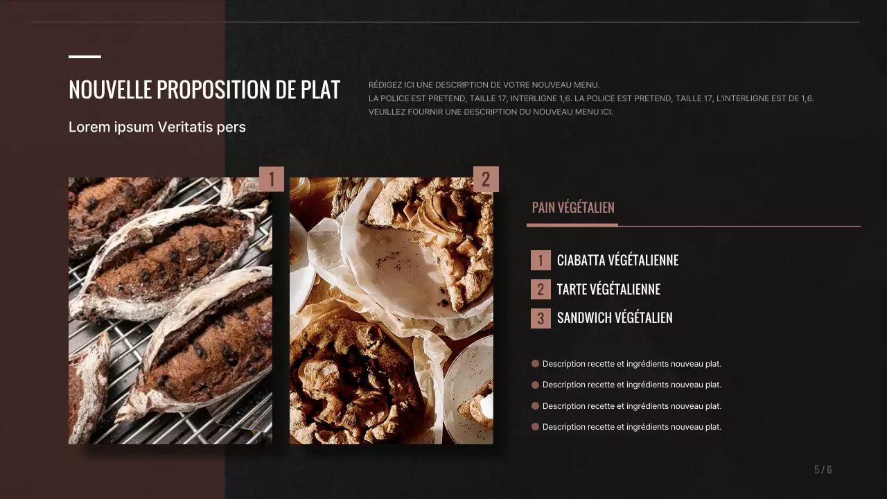 Nouvelle proposition de menu pour une boulangerie brune et noire
