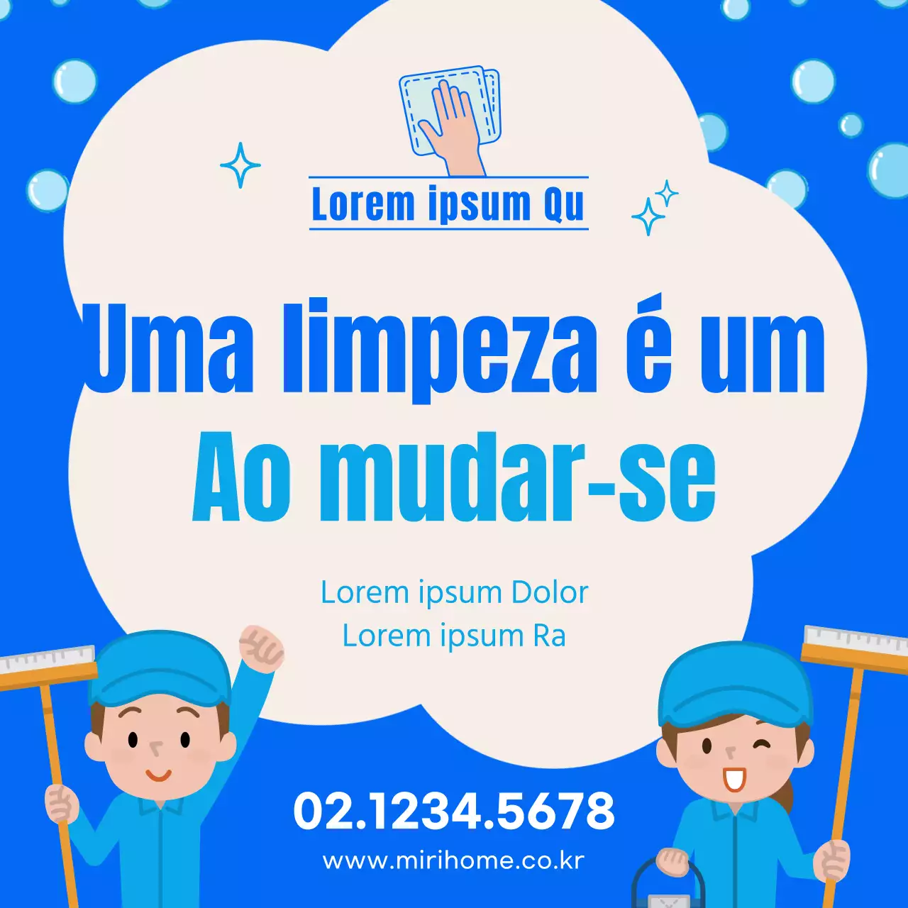 Serviço de limpeza de casas em azul