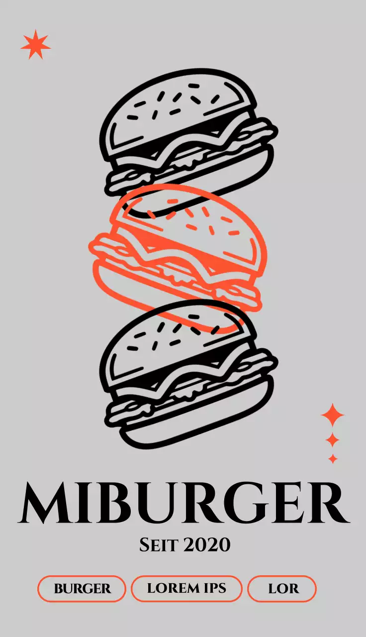 Werbung für ein angesagtes Burger-Konzept mit einer schwarz-roten Burger-Illustration