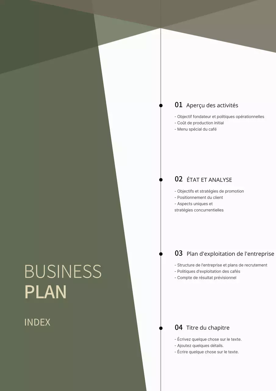 Plan d'affaires simple en diagonale en vert