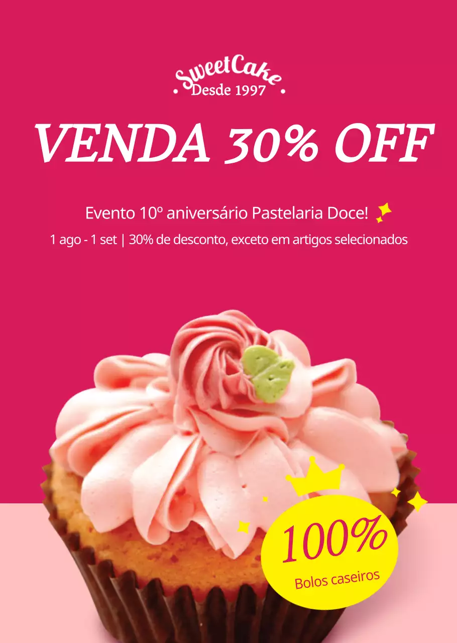 Cartaz de venda de sobremesas cor-de-rosa Cartaz transparente para café