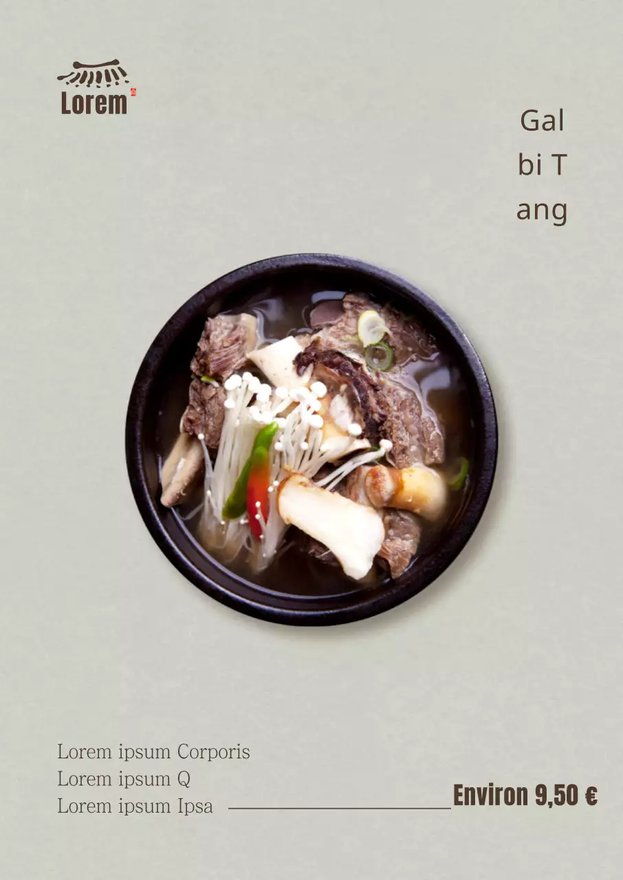 Affiche verticale simple Galbi Tang