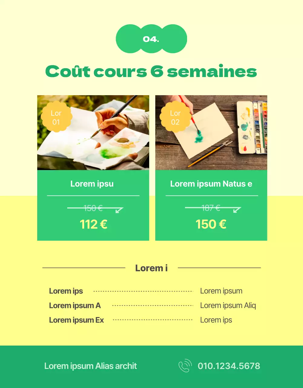 Harmonie jaune et verte leçon de détail