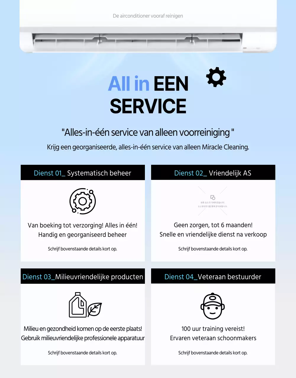 Schone en koele airconditioning in wit en blauw