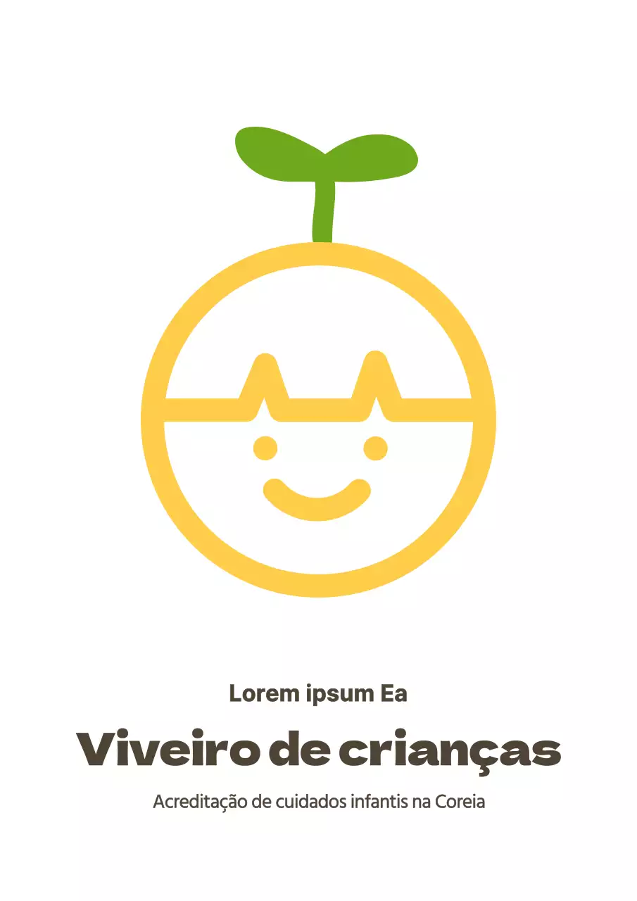 Sinal do logótipo do infantário de estilo simples em amarelo e castanho