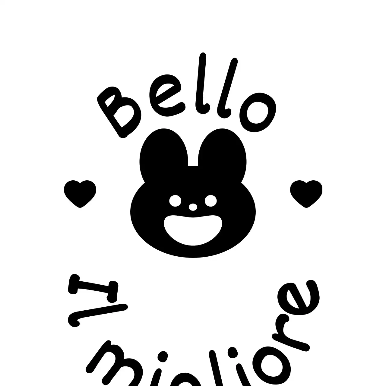 Timbro di ringraziamento con un simpatico personaggio animale nero