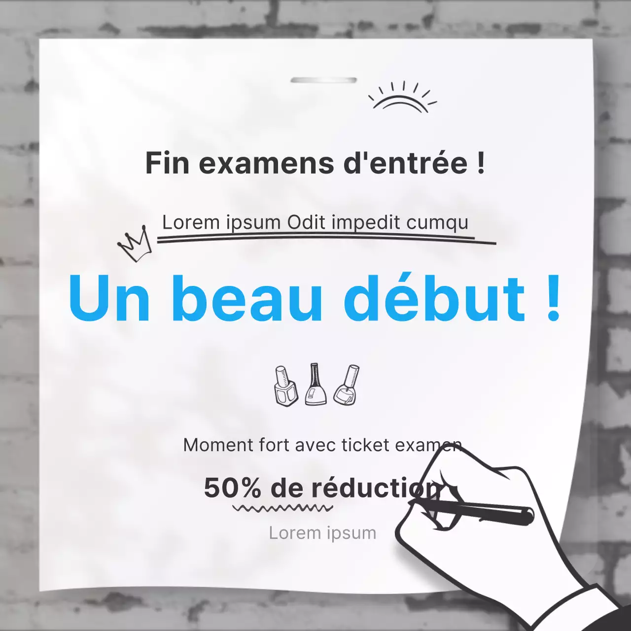 Papier peint noir et bleu clair pour un événement de réduction pour les étudiants