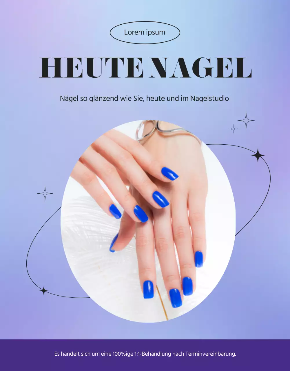 Förderung eines violetten, sentimentalen Nagelstudios