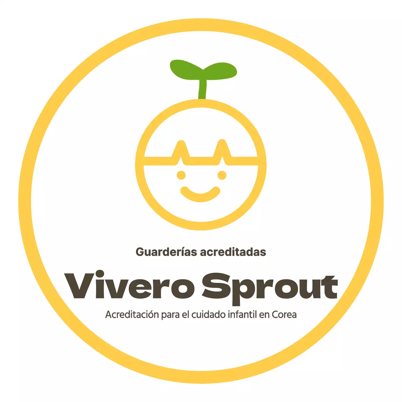 Letrero con logotipo de guardería de estilo limpio en amarillo y marrón