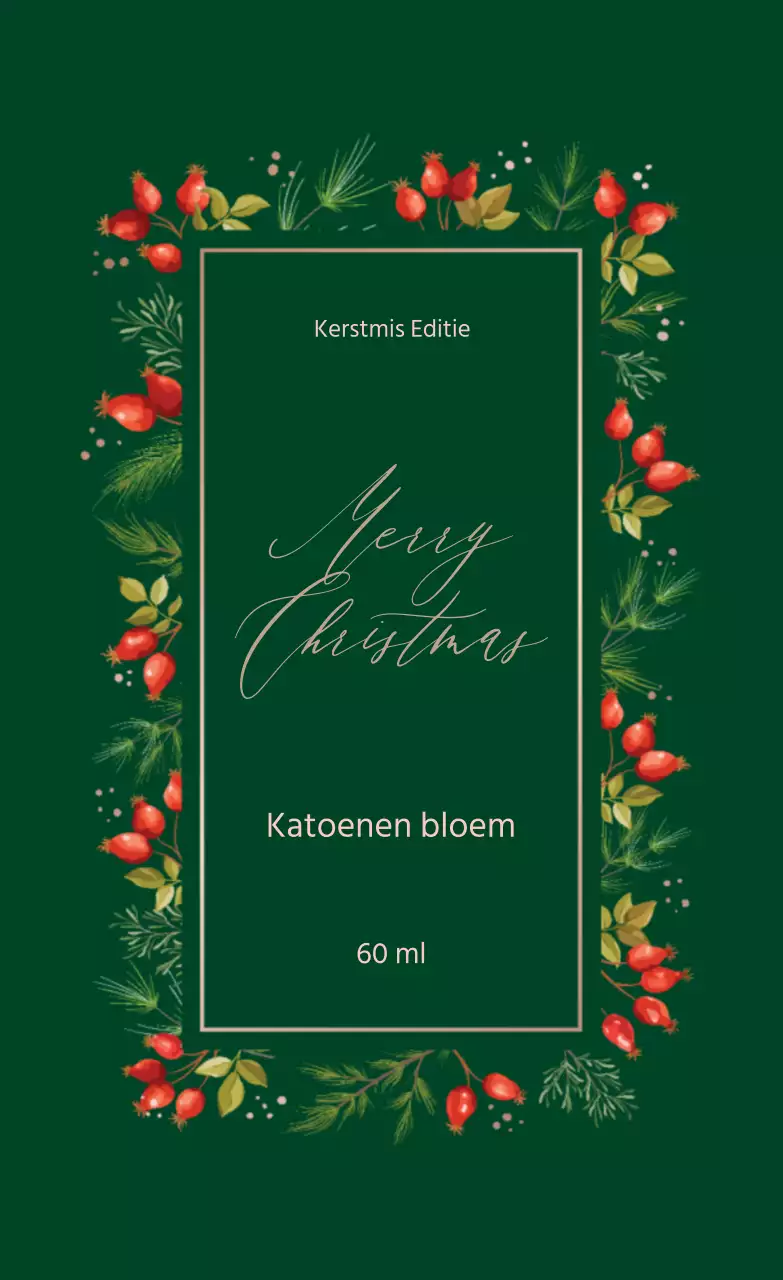 Groene illustratie kalligrafie kerst parfum label