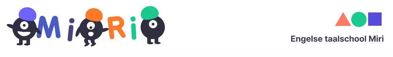 Schattige, kleurrijke en eenvoudige illustratie-logostijl voor het promoten van een Engelse taalschool