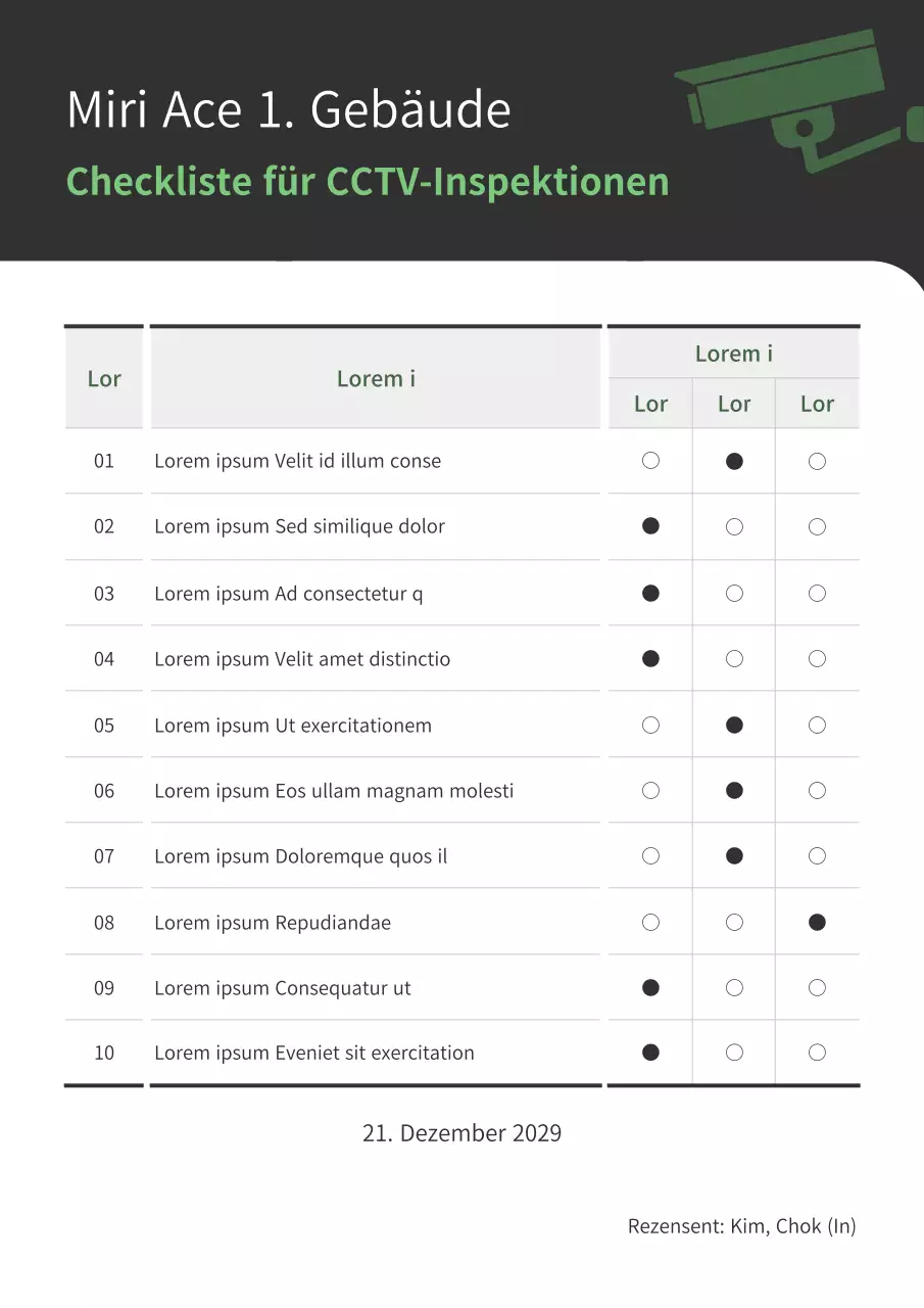 Grüne und schwarze operative Checkliste