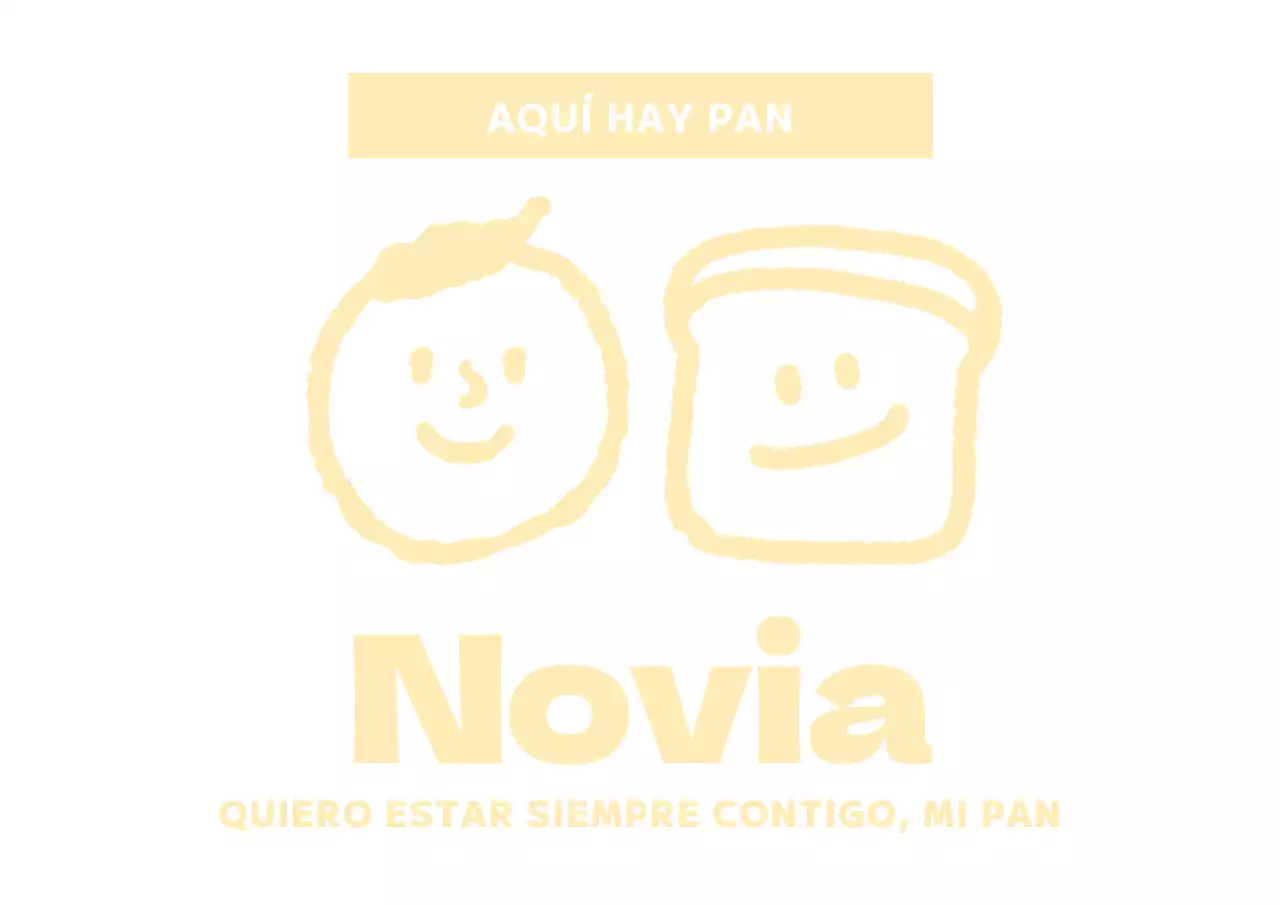 Diseño limpio de panadería con un simpático humano amarillo y una ilustración de pan.
