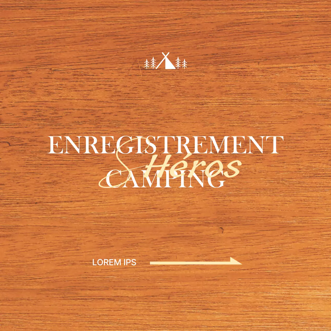 Emplacement d'un bureau de camping avec un concept émotif comprenant des illustrations de camping en blanc et en jaune