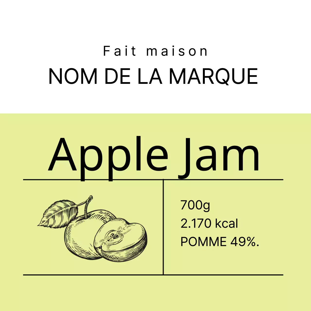 Étiquettes de confiture de pommes