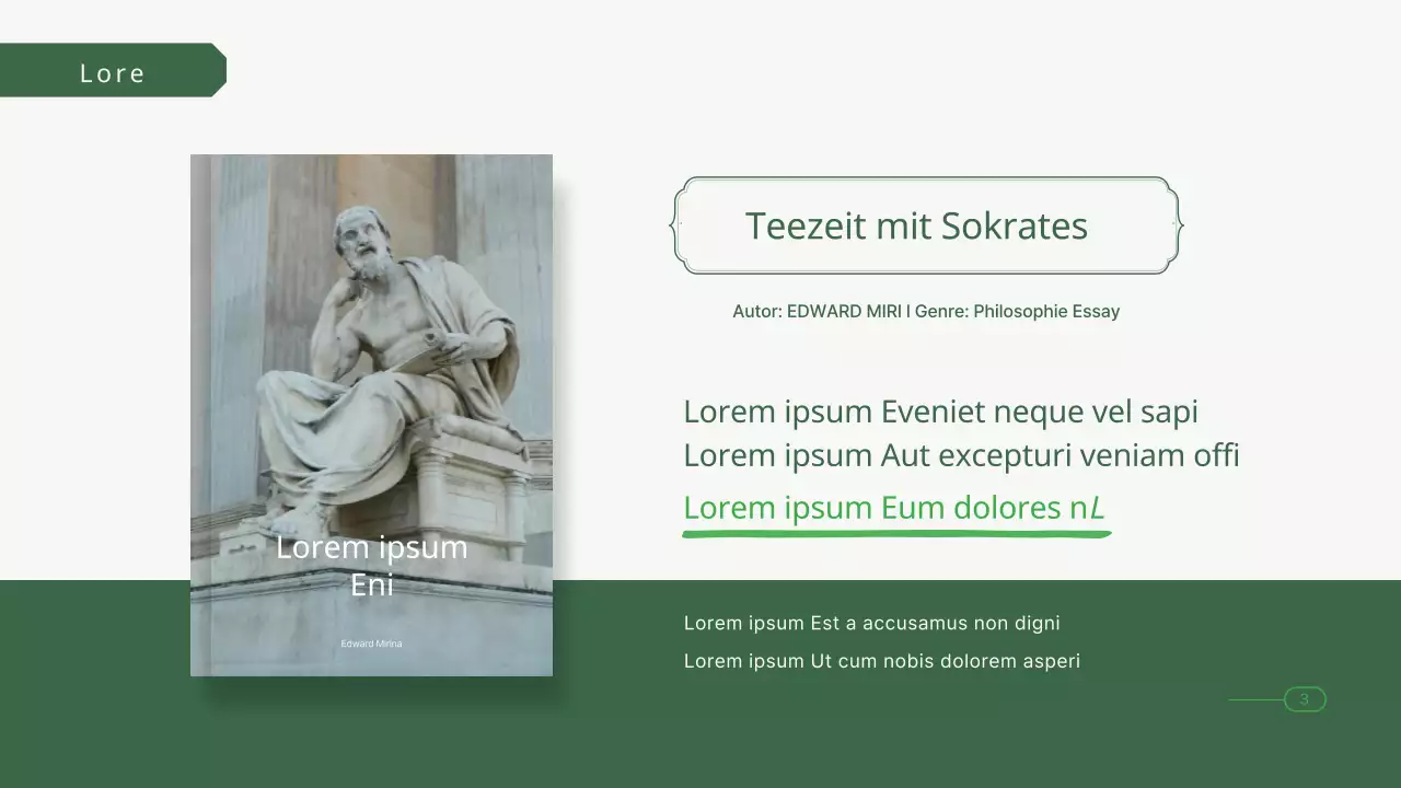 Grün gefärbte Philosophie-Buchclub-Präsentation