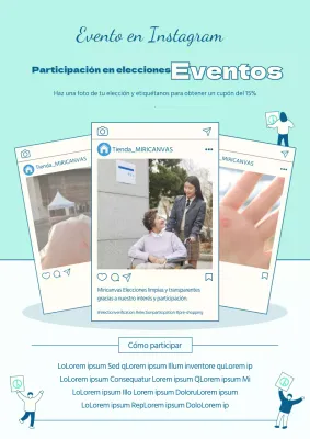 Un cartel electoral limpio, con sabor a menta, al estilo de las redes sociales, para animar a la gente a votar en las elecciones.