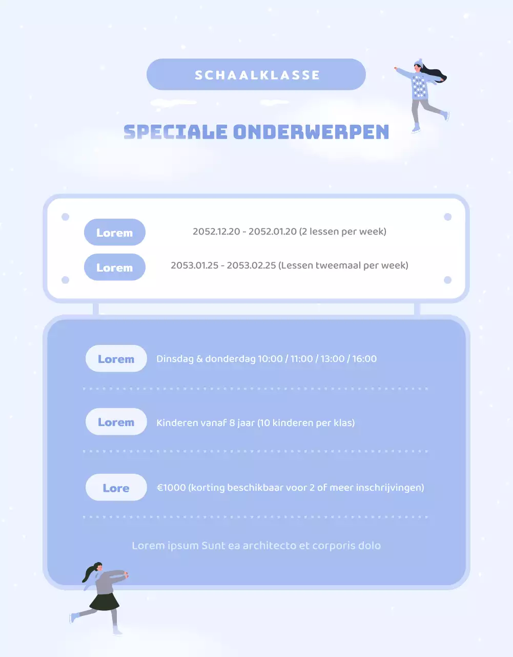 Gids voor winterse schaatslessen in paars en wit