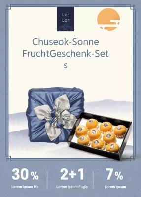 Hellblau Luxuriöses Chuseok Obst und Gemüse Geschenkset Event Popup