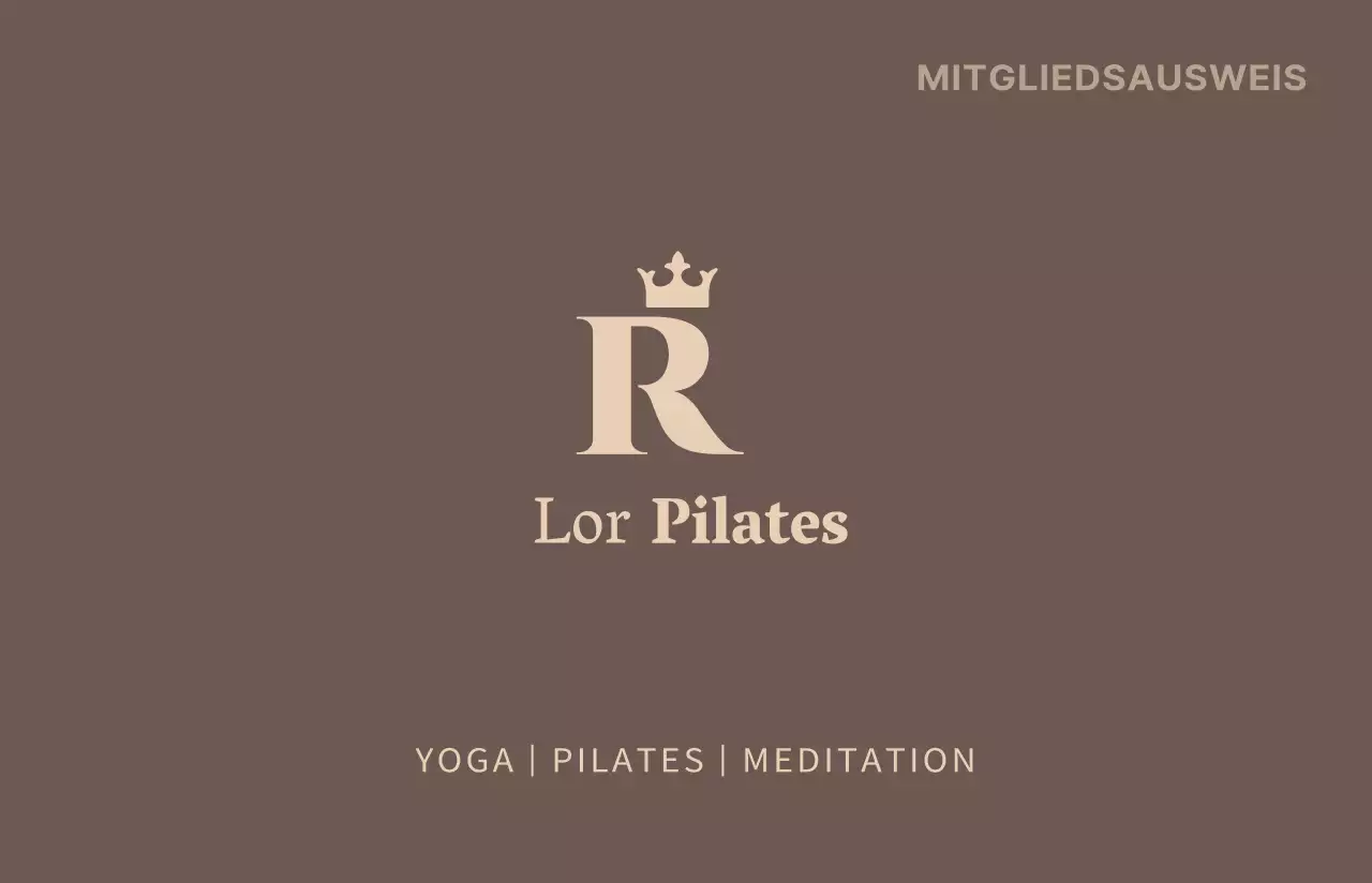 Schlichte Mitgliedskarte im Logo-Stil von Pilates in Braun und Hellgelb