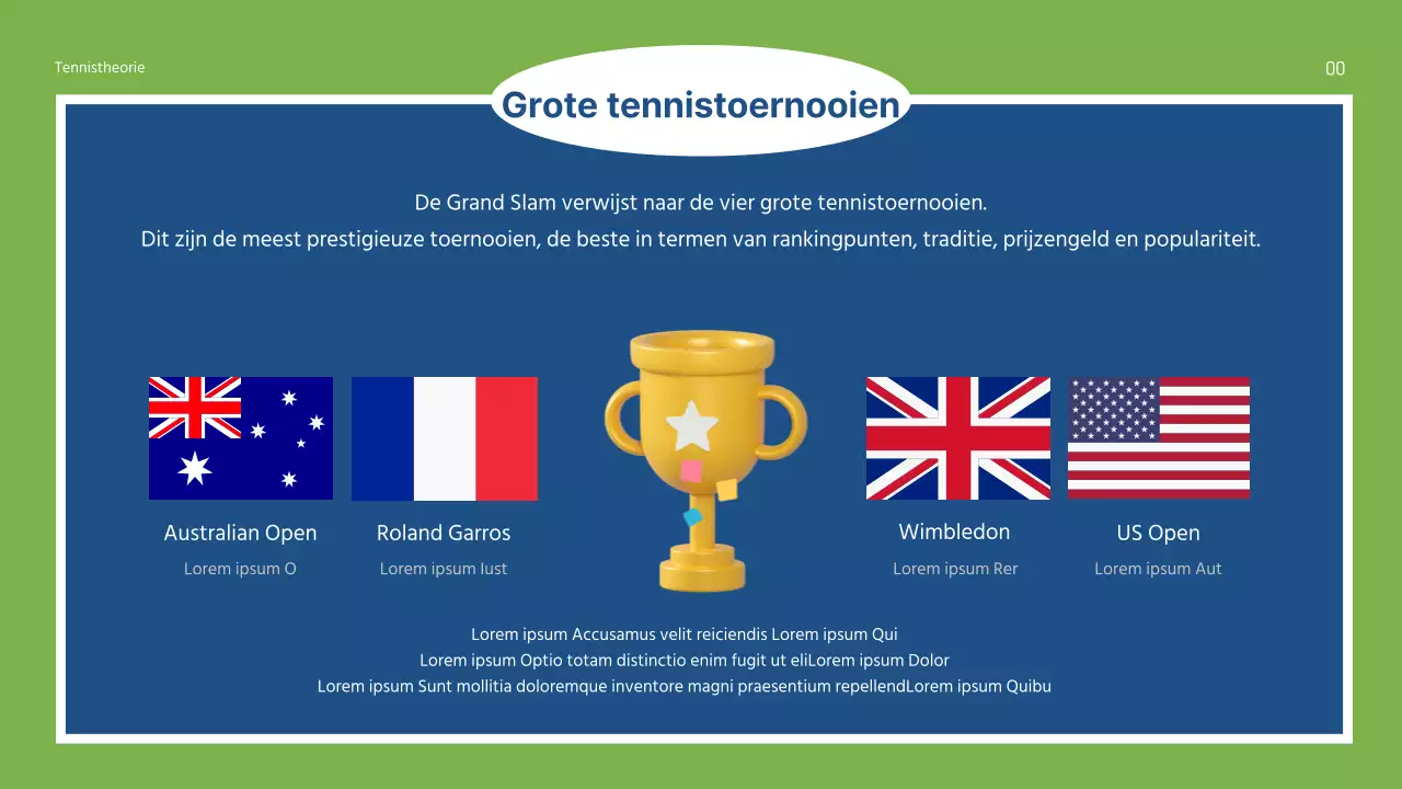 Groen en Blauw Sport Fundamentals Theorie Uitgelegd Middelbare School Presentatie