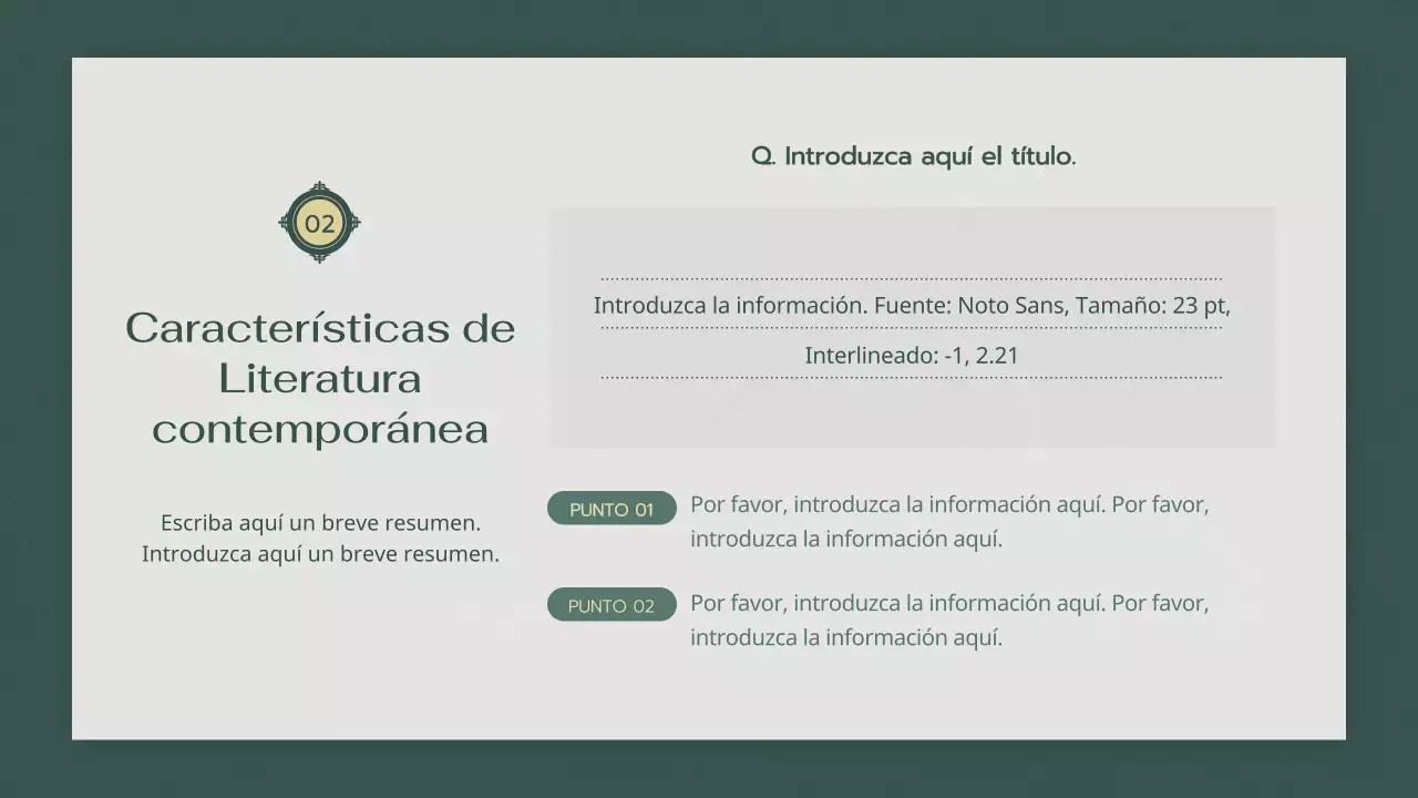 Ambiente verde y tranquilo Clase de literatura moderna