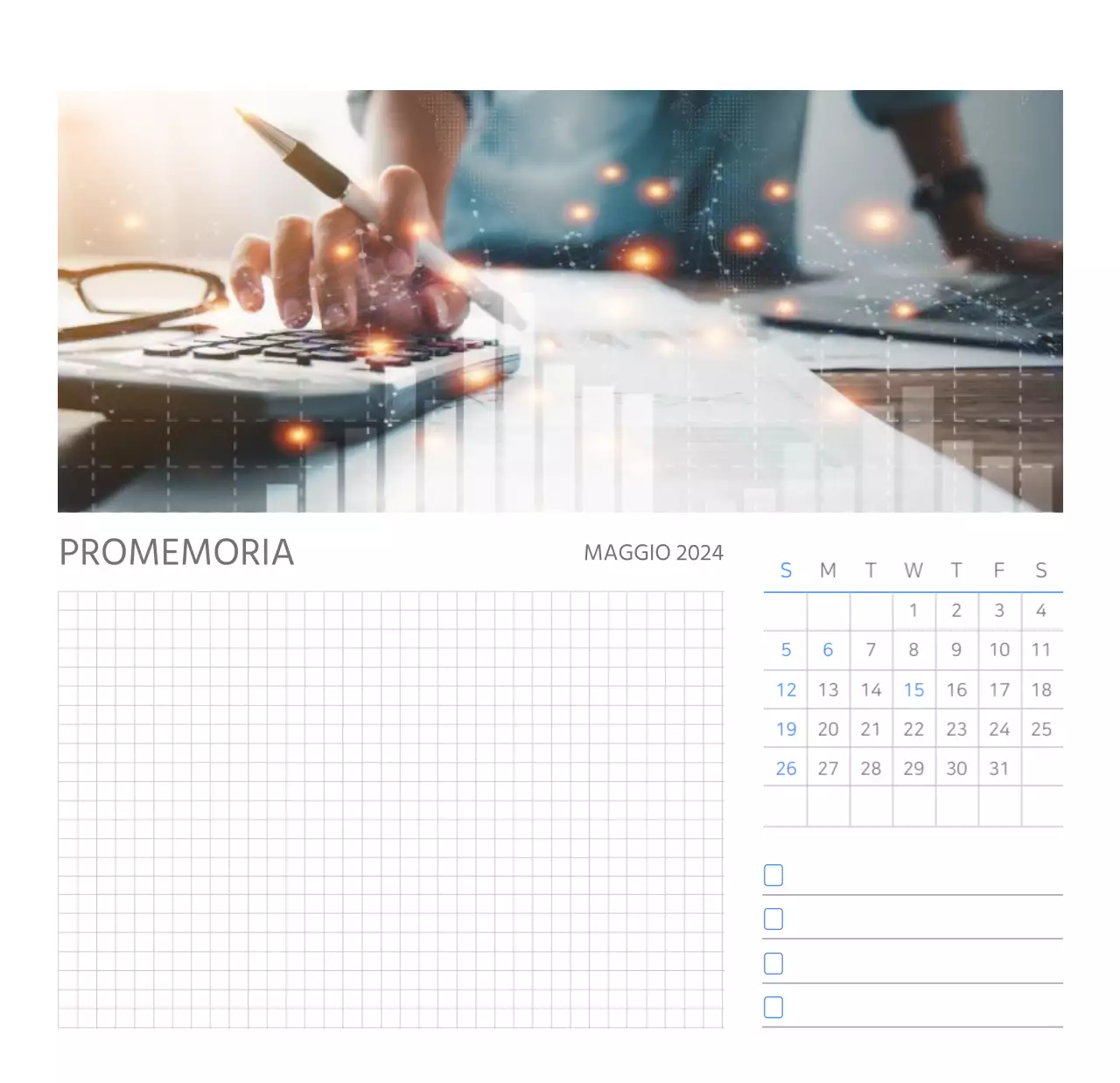 Calendario aziendale bianco e pulito