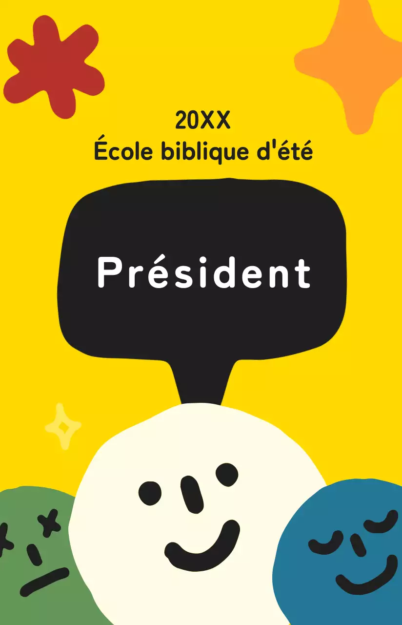 Porte-noms pour l'école biblique sur fond jaune