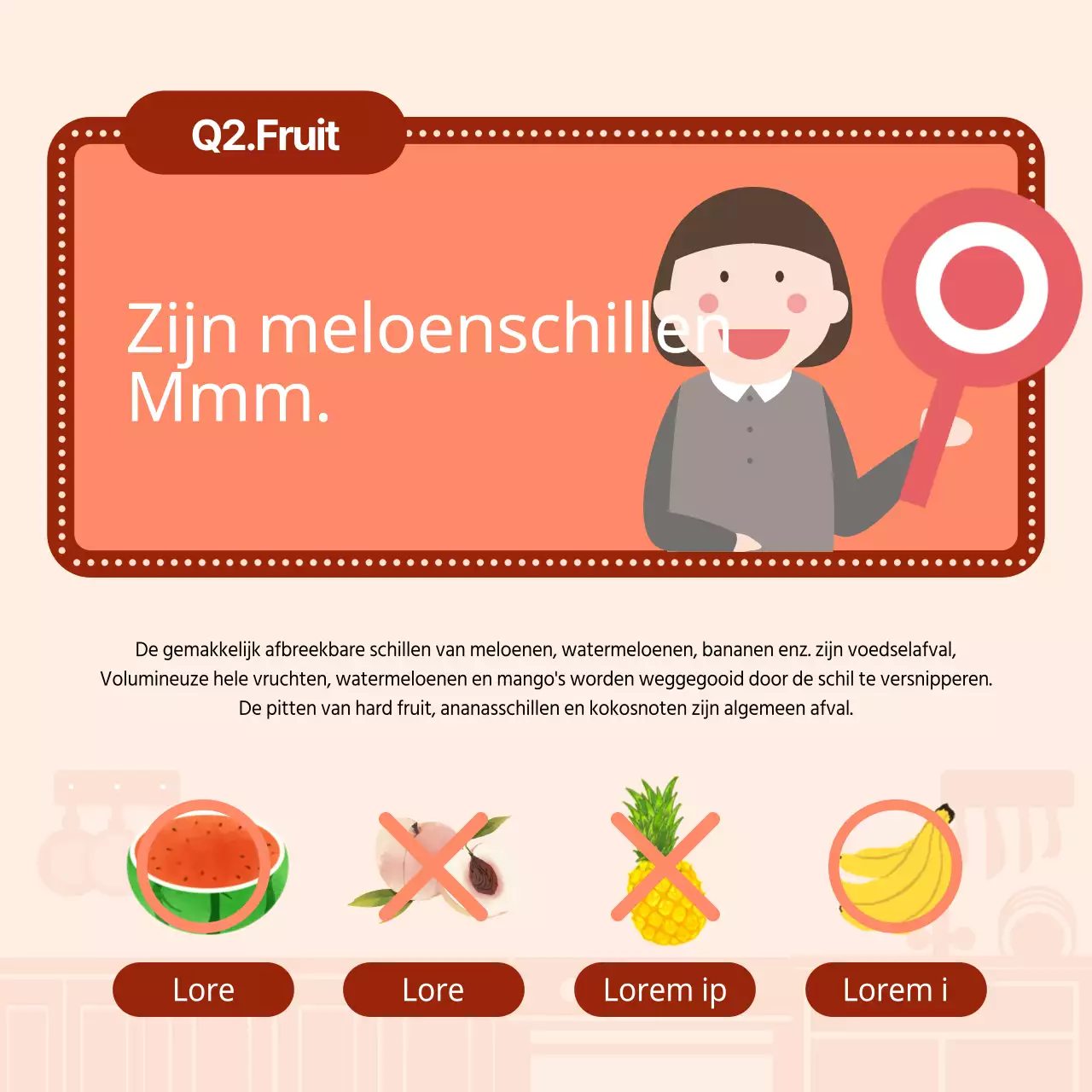 Geïllustreerde voedselverspilling quiz