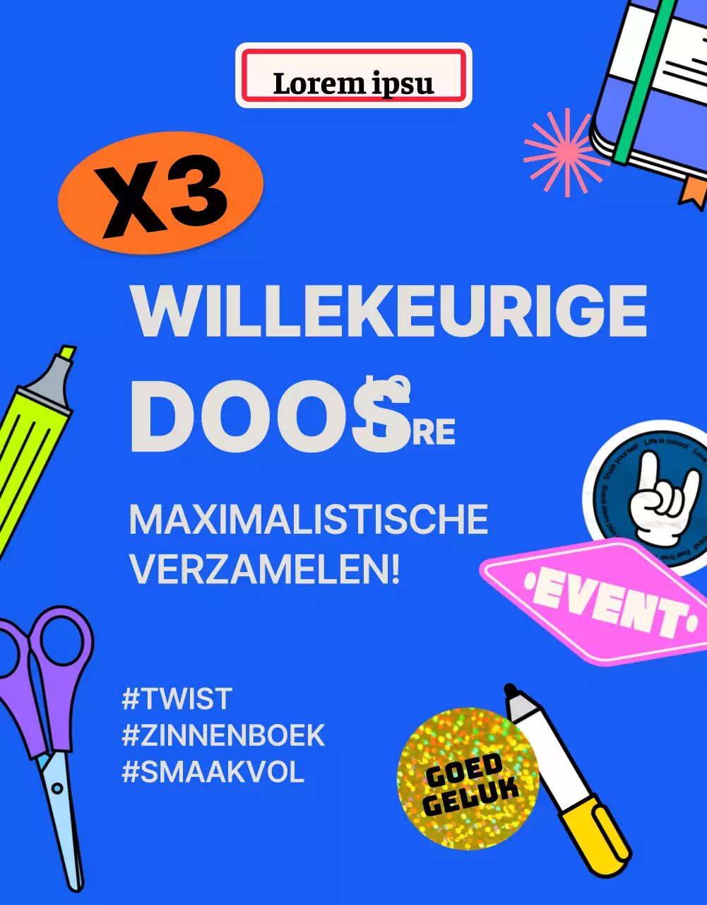 Blauwe sticker detailpagina