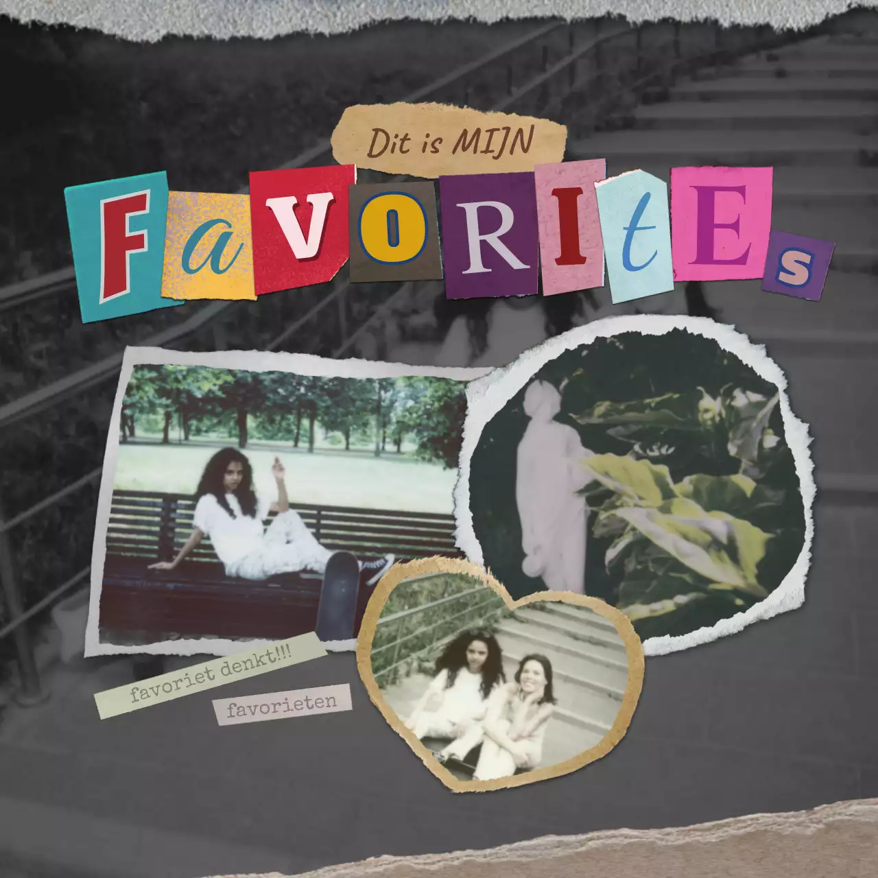 Dagboekbundel met een vervaagde vintage collage look