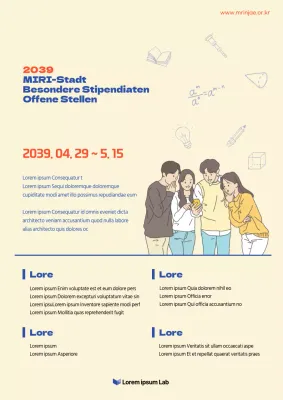 Einfache illustrierte Stipendienausschreibung in Gelb und Blau