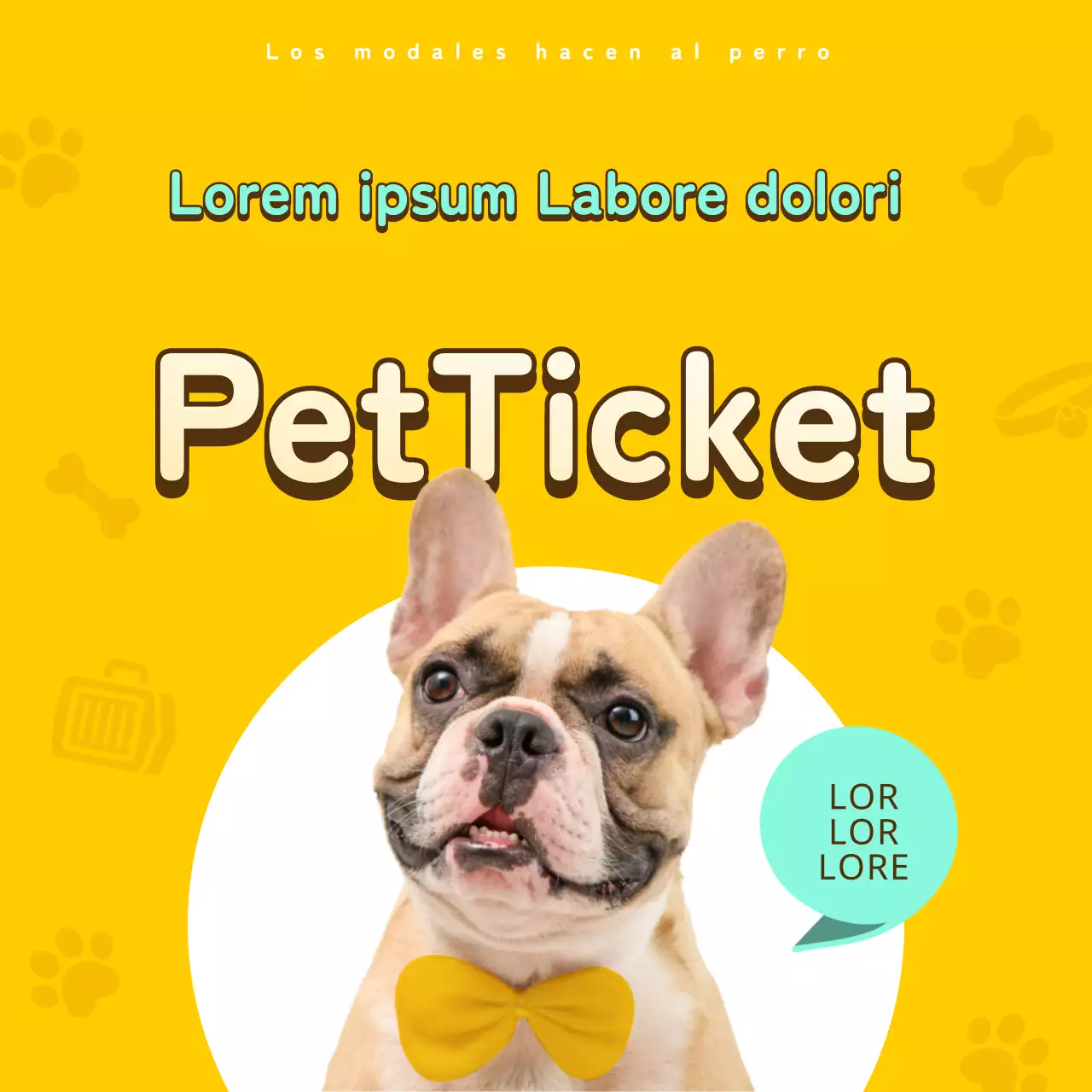 Billete informativo para mascotas en amarillo y bronce