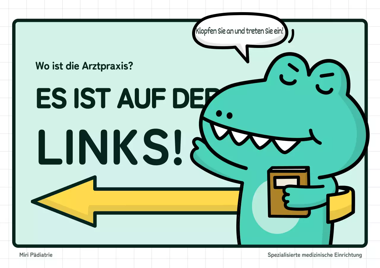 Informationen zur Einrichtung mit einem niedlichen grünen Charakterkonzept