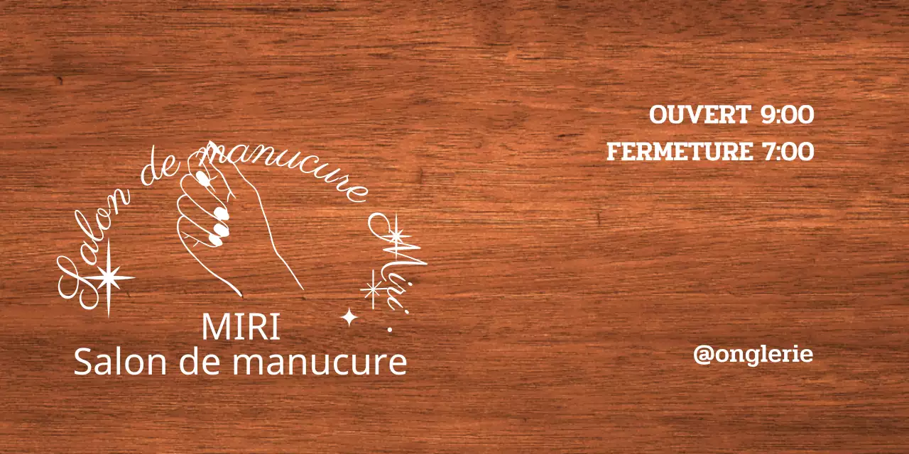 Enseigne classique de salon de manucure avec texte blanc et illustration au trait d'une main étoilée.