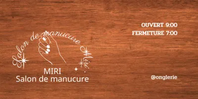 Enseigne classique de salon de manucure avec texte blanc et illustration au trait d'une main étoilée.