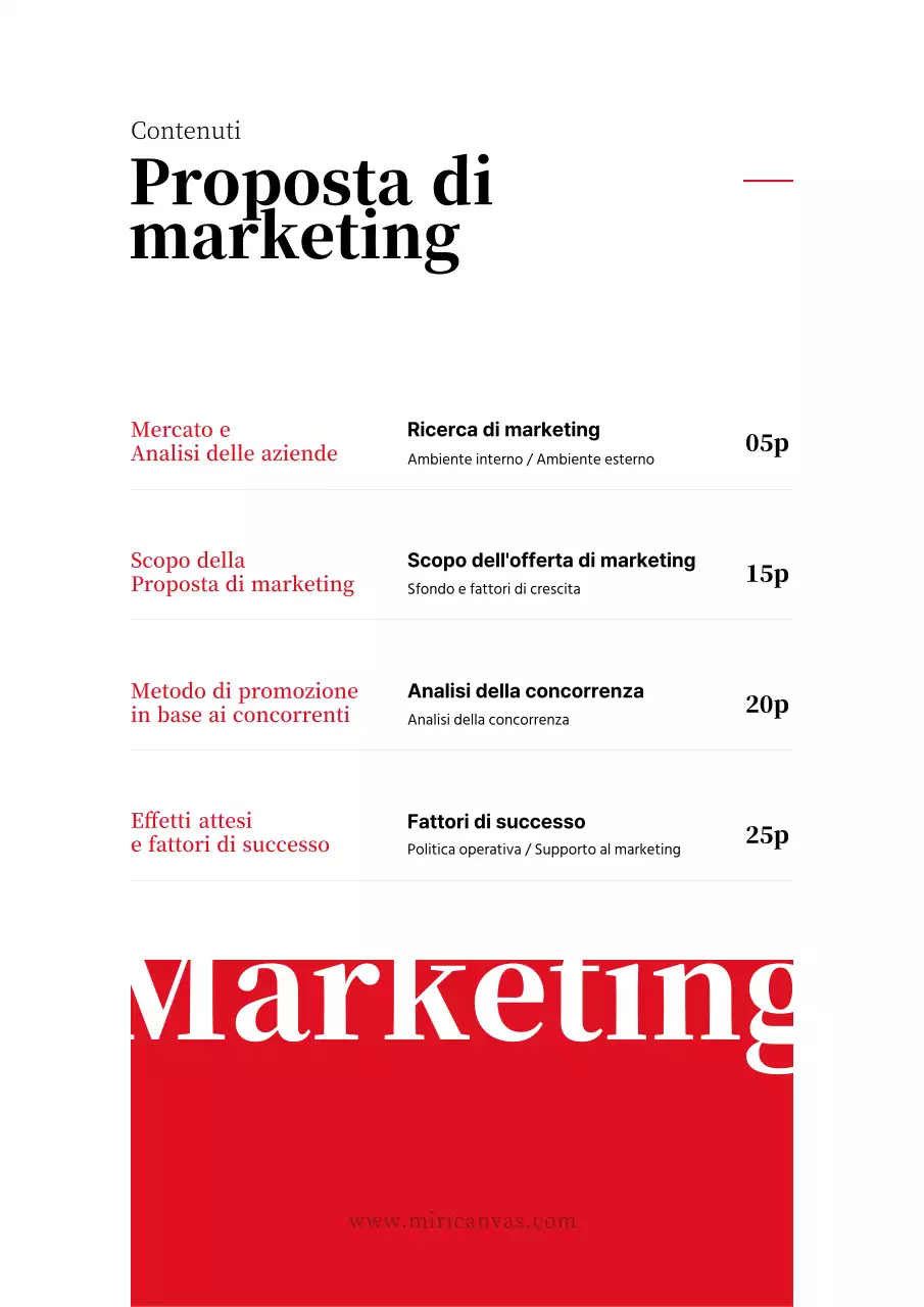 Una proposta di marketing semplice, rossa e tipografica