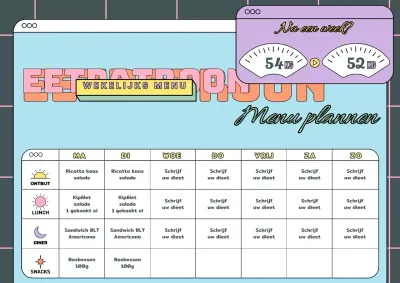 Lichtblauw roze paars fris gekleurd schattig dieet maaltijdplan