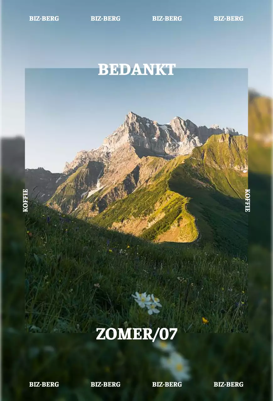 Promoot een verfrissend café met op de achtergrond de bergen