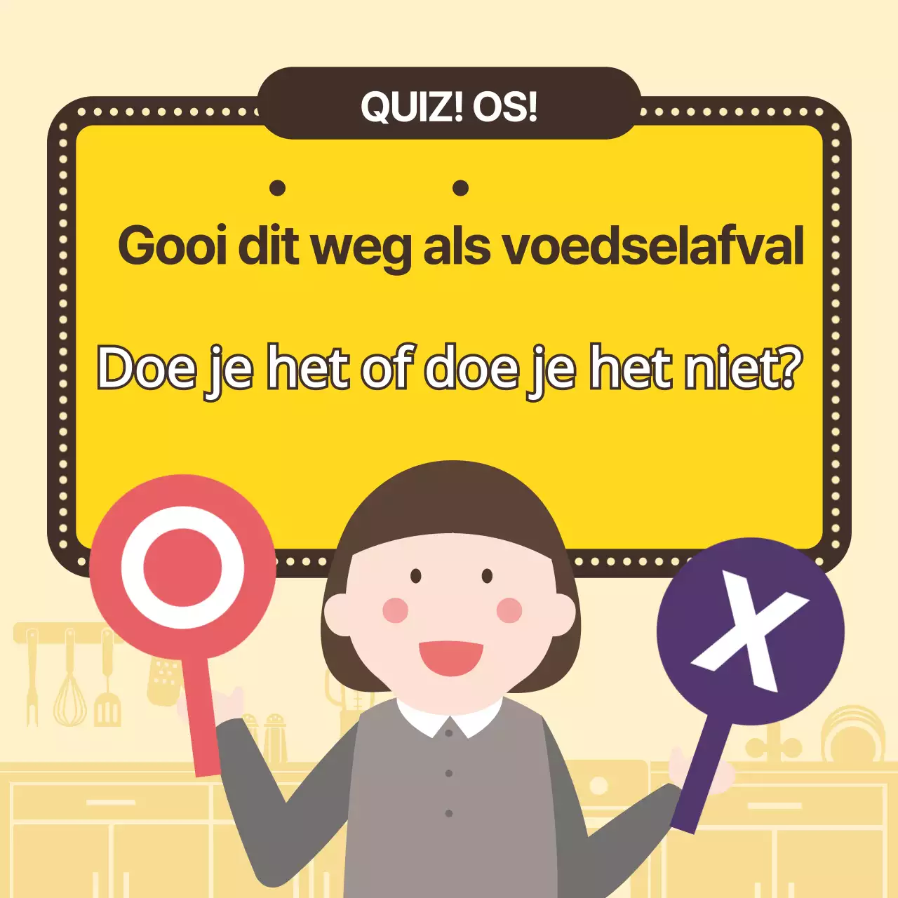 Geïllustreerde voedselverspilling quiz