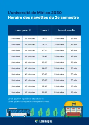Horaires des navettes bleues simples