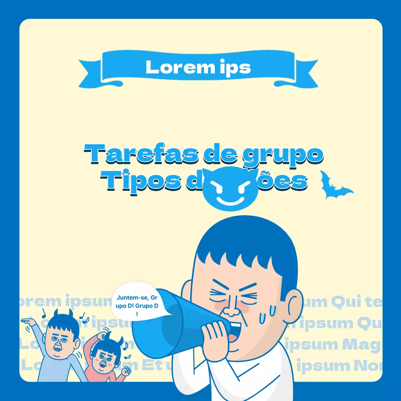 azul ilustração estudantes universitários trabalho de grupo engraçado chit