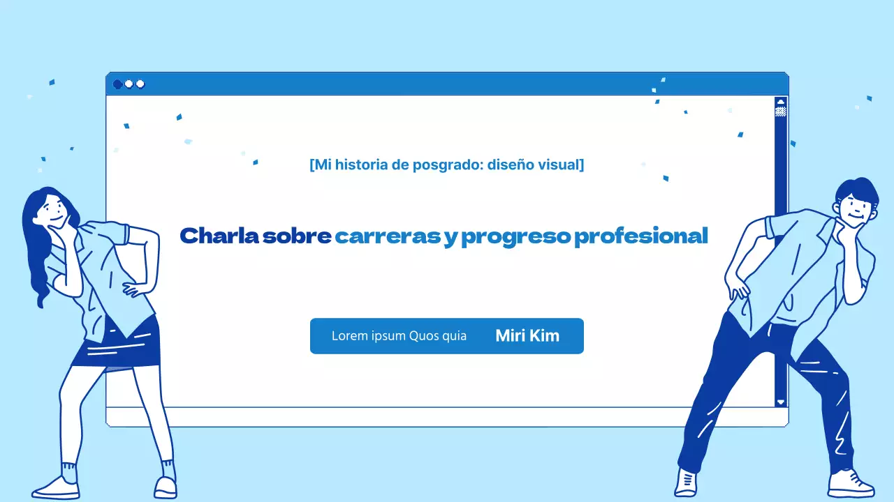 Presentaciones universitarias en un tema de navegación azul