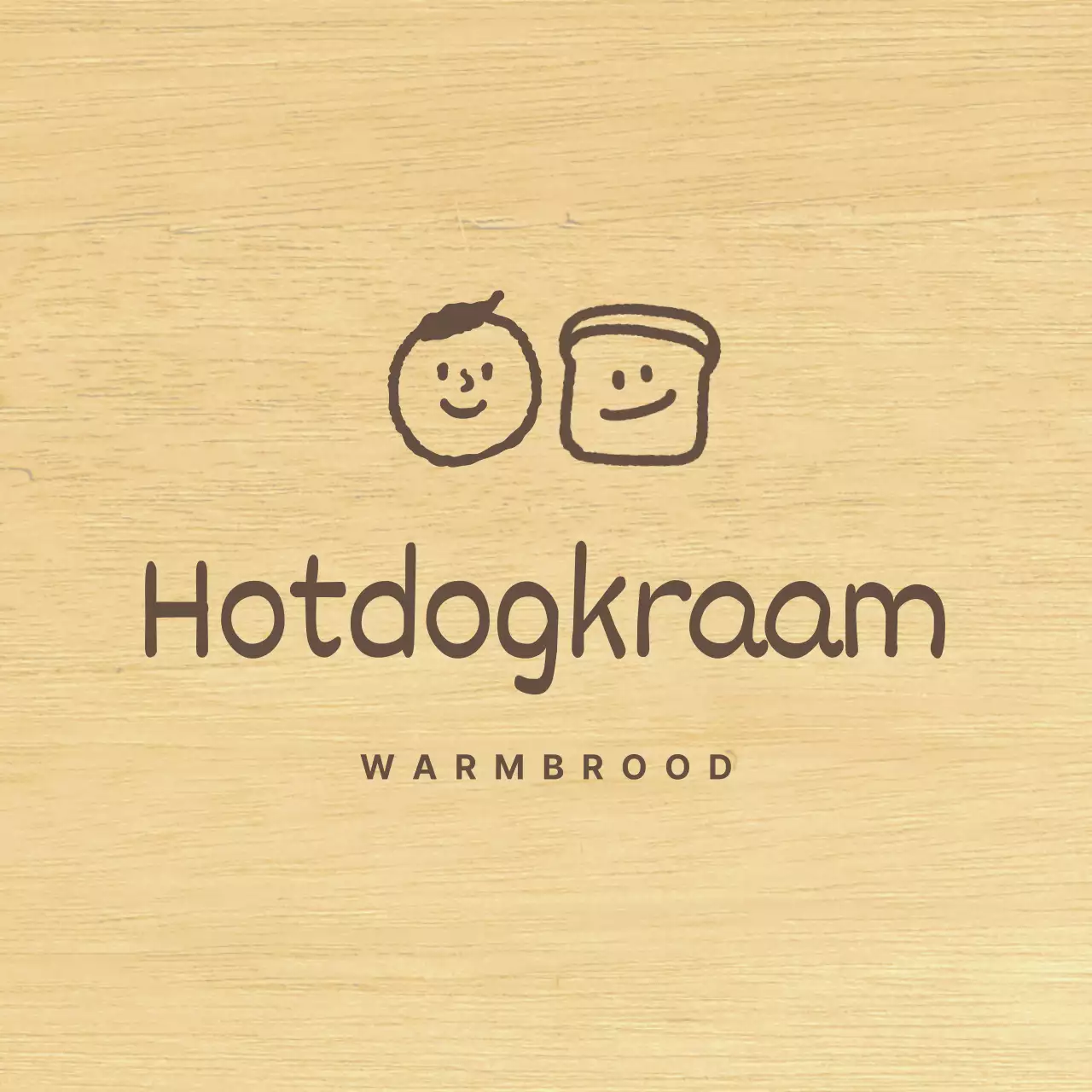 Bakkerijstijl met bruine, getekende mensen en broodillustraties