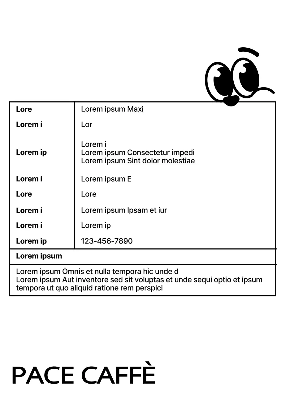 Chicchi di caffè con un simpatico disegno che raffigura un personaggio di una tazza di caffè nera