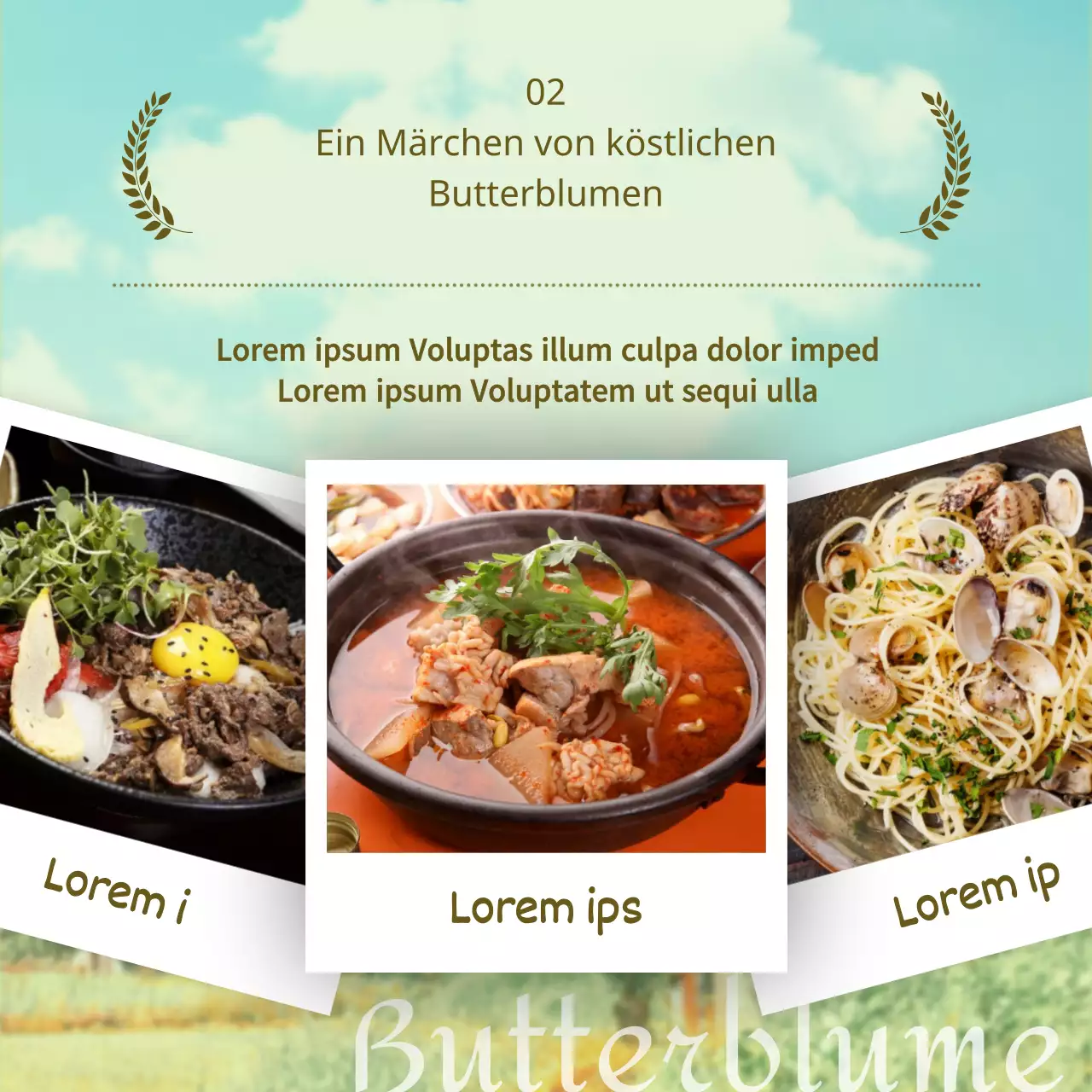 Vorstellung des grün-braunen Filmparodiekonzepts buttercup